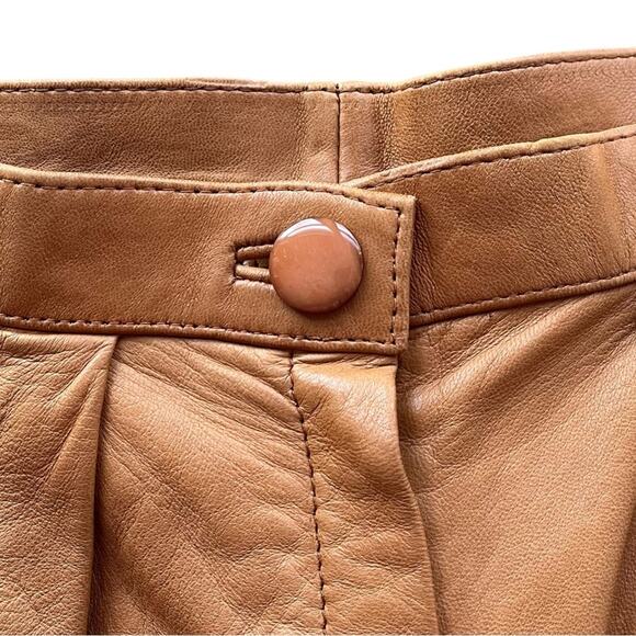 Vintage 80’s Leather Pleated Trousers Womens 8 Tan Betty Hanson Tapered Hi Rise - Picture 3 of 11